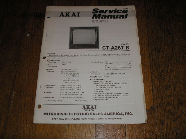 CT-A267-B 26 Inch Color T.V.Service Manual